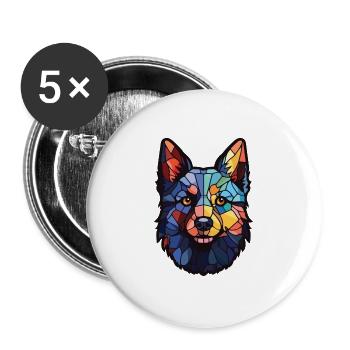 Schipperke Hunderasse Aquarell Glas Illustration - Buttons groß 56 mm (5er Pack) - Weiß - Vorne