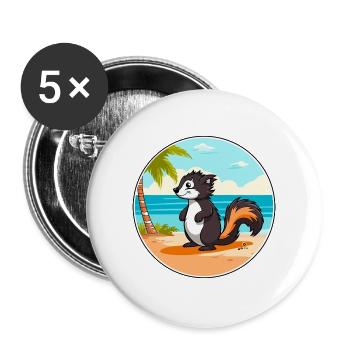 Stinktier-Aquarell-Cartoon-Kawaii-Clipart-Tier - Buttons groß 56 mm (5er Pack) - Weiß - Vorne