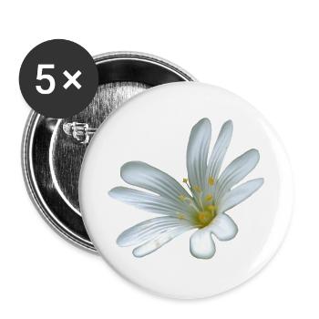 weiße Blume Sternmiere - Buttons groß 56 mm (5er Pack) - Weiß - Vorne