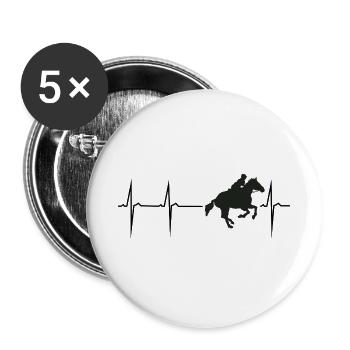 mein herz schlägt für reiten - Buttons groß 56 mm (5er Pack) - Weiß - Vorne