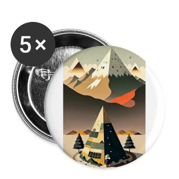 Pyramid Mountains und Retro Camp - Buttons groß 56 mm (5er Pack) - Weiß - Vorne