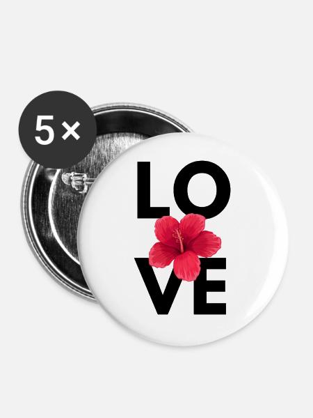 Love Flower T-Shirt - Buttons groß 56 mm (5er Pack) - Weiß