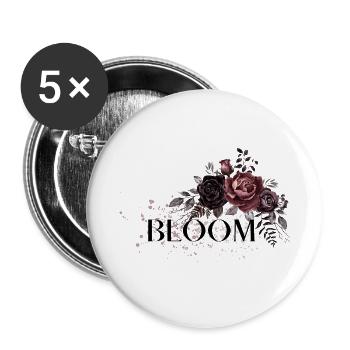 Red Black Flower T-Shirt - Buttons groß 56 mm (5er Pack) - Weiß - Vorne