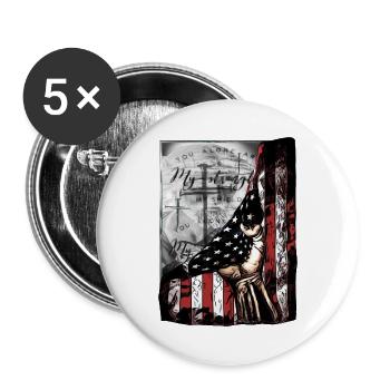 Düstere Patriotische Flaggenhand - Buttons groß 56 mm (5er Pack) - Weiß - Vorne