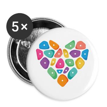 Klettern Herz Bouldern Kletterer Climbing - Buttons groß 56 mm (5er Pack) - Weiß - Vorne