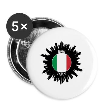 Bari Skyline Italien Flagge Reise Souvenir - Buttons groß 56 mm (5er Pack) - Weiß - Vorne