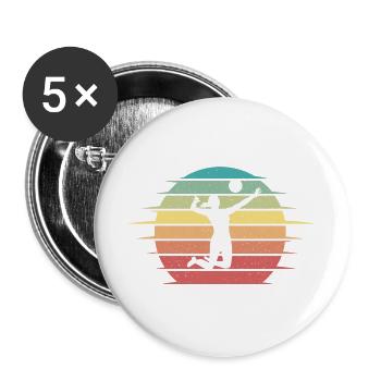 Volleyballer Volleyballerin Mädchen Volleyball - Buttons groß 56 mm (5er Pack) - Weiß - Vorne