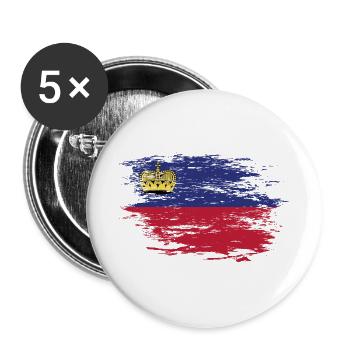 Liechtenstein Flagge used - Buttons groß 56 mm (5er Pack) - Weiß - Vorne