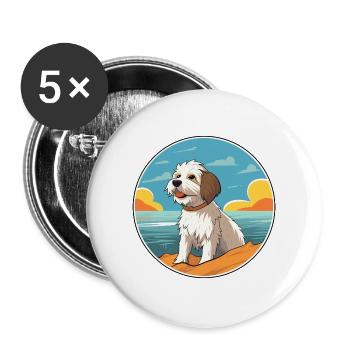 Rumänisch Mioritische Hunderasse Cartoon Kawaii Clipart - Buttons groß 56 mm (5er Pack) - Weiß - Vorne