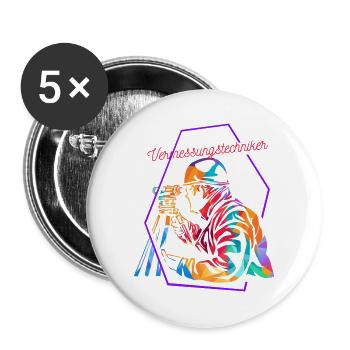 Maßgenauer Vermesser Katasteramt - Buttons groß 56 mm (5er Pack) - Weiß - Vorne