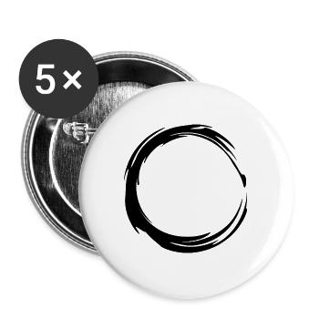 Kreis Symbol Schwarz Bürste - Buttons groß 56 mm (5er Pack) - Weiß - Vorne