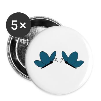 Blaue Schmetterlinge Natur Geschenk Damen  - Buttons groß 56 mm (5er Pack) - Weiß - Vorne