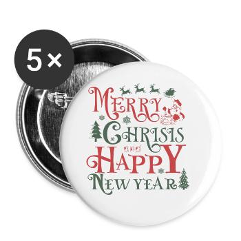 Frohe Krise und einen guten Rutsch ins neue Jahr - Buttons groß 56 mm (5er Pack) - Weiß - Vorne