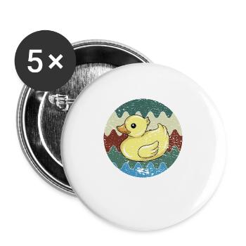Badeente Retro - Buttons groß 56 mm (5er Pack) - Weiß - Vorne