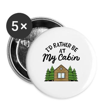Camping Hütte Wald - Buttons groß 56 mm (5er Pack) - Weiß - Vorne