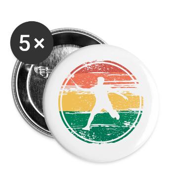 Badminton Federball Sport - Buttons groß 56 mm (5er Pack) - Weiß - Vorne