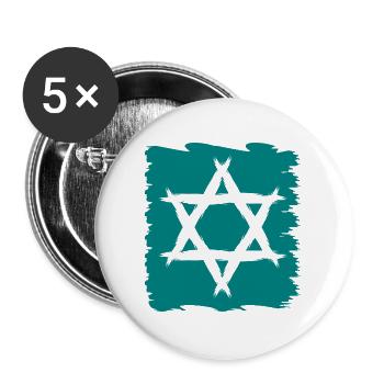 Davidstern neu - Buttons groß 56 mm (5er Pack) - Weiß - Vorne