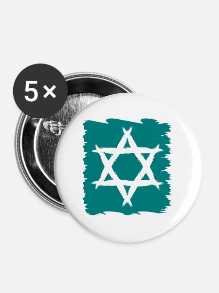 Davidstern neu - Buttons groß 56 mm (5er Pack) - Weiß