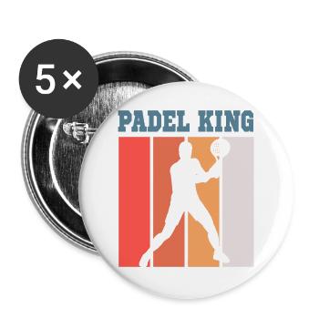 Padel Padelspieler Padeltennis Paddle Padeltrainer - Buttons groß 56 mm (5er Pack) - Weiß - Vorne