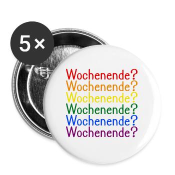 Wochenende Regenbogen LGBT - Buttons groß 56 mm (5er Pack) - Weiß - Vorne