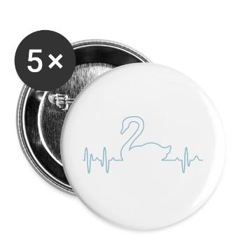 Schwan - Buttons groß 56 mm (5er Pack) - Weiß - Vorne