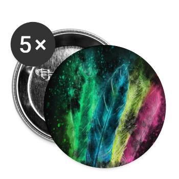 Federn Watercolor - Buttons groß 56 mm (5er Pack) - Weiß - Vorne