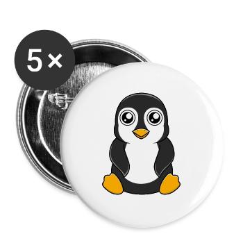 Pinguin - Buttons groß 56 mm (5er Pack) - Weiß - Vorne