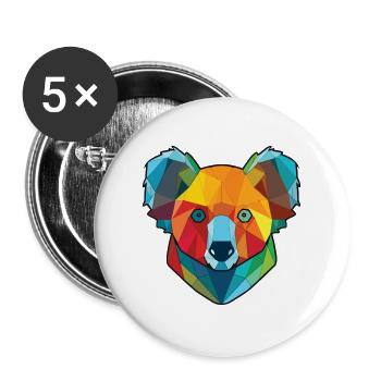 Koala Buntes Aquarell Tier Haustier Illustration - Buttons groß 56 mm (5er Pack) - Weiß - Vorne