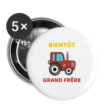 Bientôt Grand Frère Traktor - Buttons groß 56 mm (5er Pack) - Weiß - Vorne