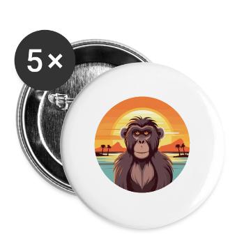 Pavian Lustige Karikatur Kawaii Strand Illustration - Buttons groß 56 mm (5er Pack) - Weiß - Vorne