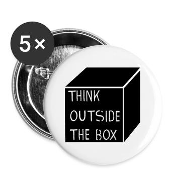 THINK OUTSIDE THE BOX - Buttons groß 56 mm (5er Pack) - Weiß - Vorne