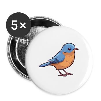 Östliche Blauvogel-Karikatur-Kawaii-Illustration - Buttons groß 56 mm (5er Pack) - Weiß - Vorne