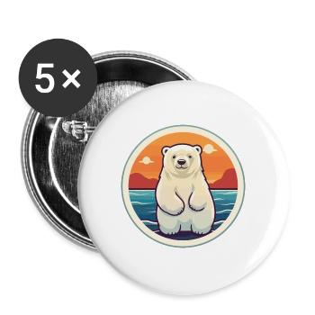 Eisbär Lustige Karikatur Kawaii Strand Illustration - Buttons groß 56 mm (5er Pack) - Weiß - Vorne