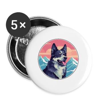 Mudi Hunderasse Cartoon Kawaii Aquarell - Buttons groß 56 mm (5er Pack) - Weiß - Vorne