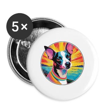 Decker Ratte Terrier Hunderasse Bunte Karikatur Wate - Buttons groß 56 mm (5er Pack) - Weiß - Vorne