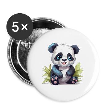 Niedlicher Panda Bunte Aquarell-Karikatur Kawaii Anim - Buttons groß 56 mm (5er Pack) - Weiß - Vorne