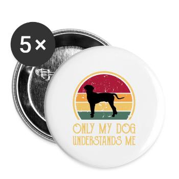 Hannover Hound Hundeliebhaber Silhouette Vintage Sonnenuntergang - Buttons groß 56 mm (5er Pack) - Weiß - Vorne
