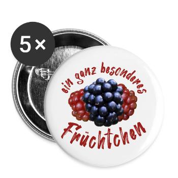 Früchtchen Brombeeren Beeren - Buttons groß 56 mm (5er Pack) - Weiß - Vorne