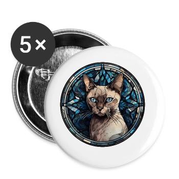 Burma-Katzenrasse Aquarellglas - Buttons groß 56 mm (5er Pack) - Weiß - Vorne