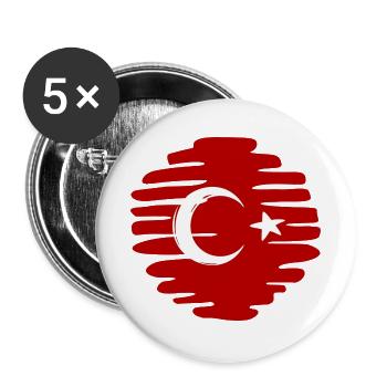 Türkei türkisch Button Point painted gemalt Punkt - Buttons groß 56 mm (5er Pack) - Weiß - Vorne