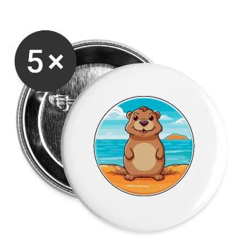 Gopher Aquarell Cartoon Kawaii Clipart Tier - Buttons groß 56 mm (5er Pack) - Weiß - Vorne