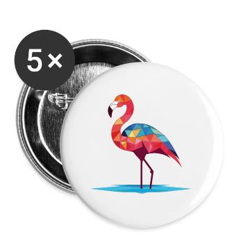Flamingo Bunte Aquarell-Tierillustration - Buttons groß 56 mm (5er Pack) - Weiß - Vorne