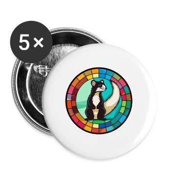 Stinktierglas bunte Karikatur Kawaii Tier - Buttons groß 56 mm (5er Pack) - Weiß - Vorne