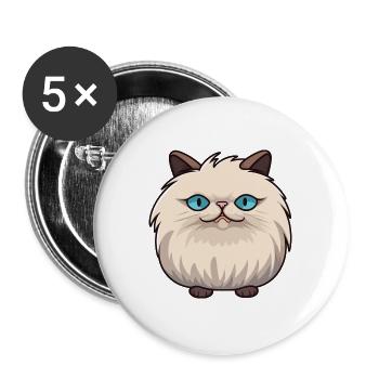 Himalaya-Katze-Karikatur-Aquarell-Illustration - Buttons groß 56 mm (5er Pack) - Weiß - Vorne