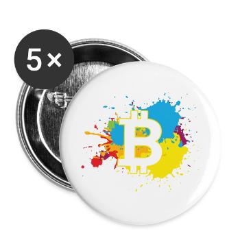 Bitcoin WasserfarbenBTC Crypto Moon - Buttons groß 56 mm (5er Pack) - Weiß - Vorne