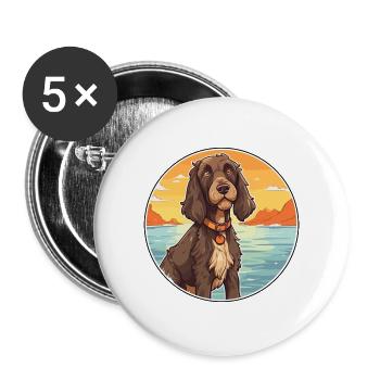 Pudelpointer Hund Rasse Cartoon Kawaii Clipart Hund - Buttons groß 56 mm (5er Pack) - Weiß - Vorne