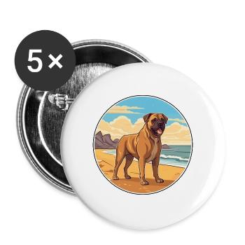 Perro de Presa Canario Hunderasse Cartoon Kawaii - Buttons groß 56 mm (5er Pack) - Weiß - Vorne
