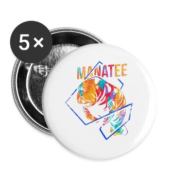 Seekuh Dugong Polygon - Buttons groß 56 mm (5er Pack) - Weiß - Vorne