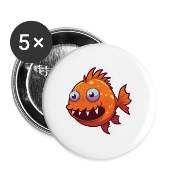 Anglerfisch-Karikatur-Kawaii-Aquarell-Illustration - Buttons groß 56 mm (5er Pack) - Weiß - Vorne