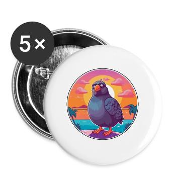 Taube Lustige Karikatur Kawaii Strand Illustration - Buttons groß 56 mm (5er Pack) - Weiß - Vorne